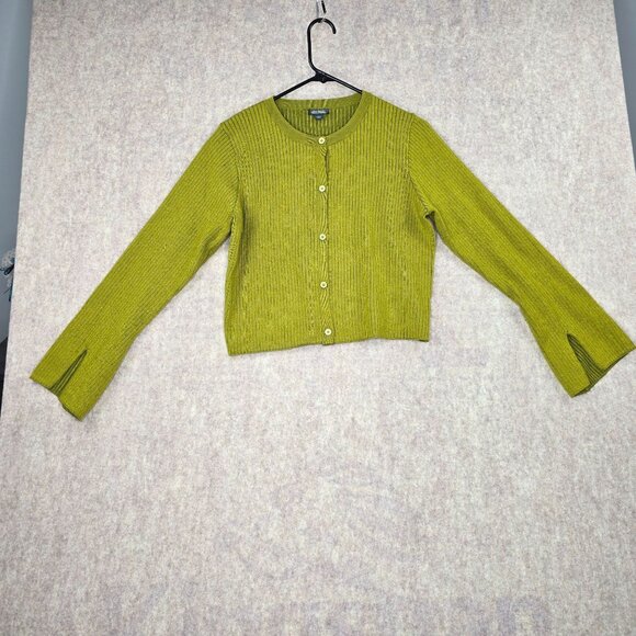 Wild Fable Lime Green Ribbed Button-Front Cardigan Sweater L - Picture 1 of 6